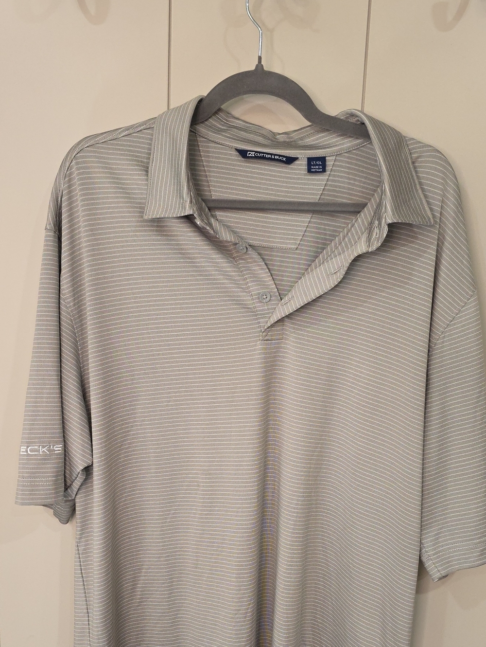 Cutter & Buck Men's Gray Striped Polo